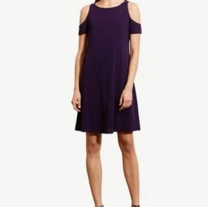 Ralph Lauren Purple Cold-shoulder Scoop Neck Shift Dress